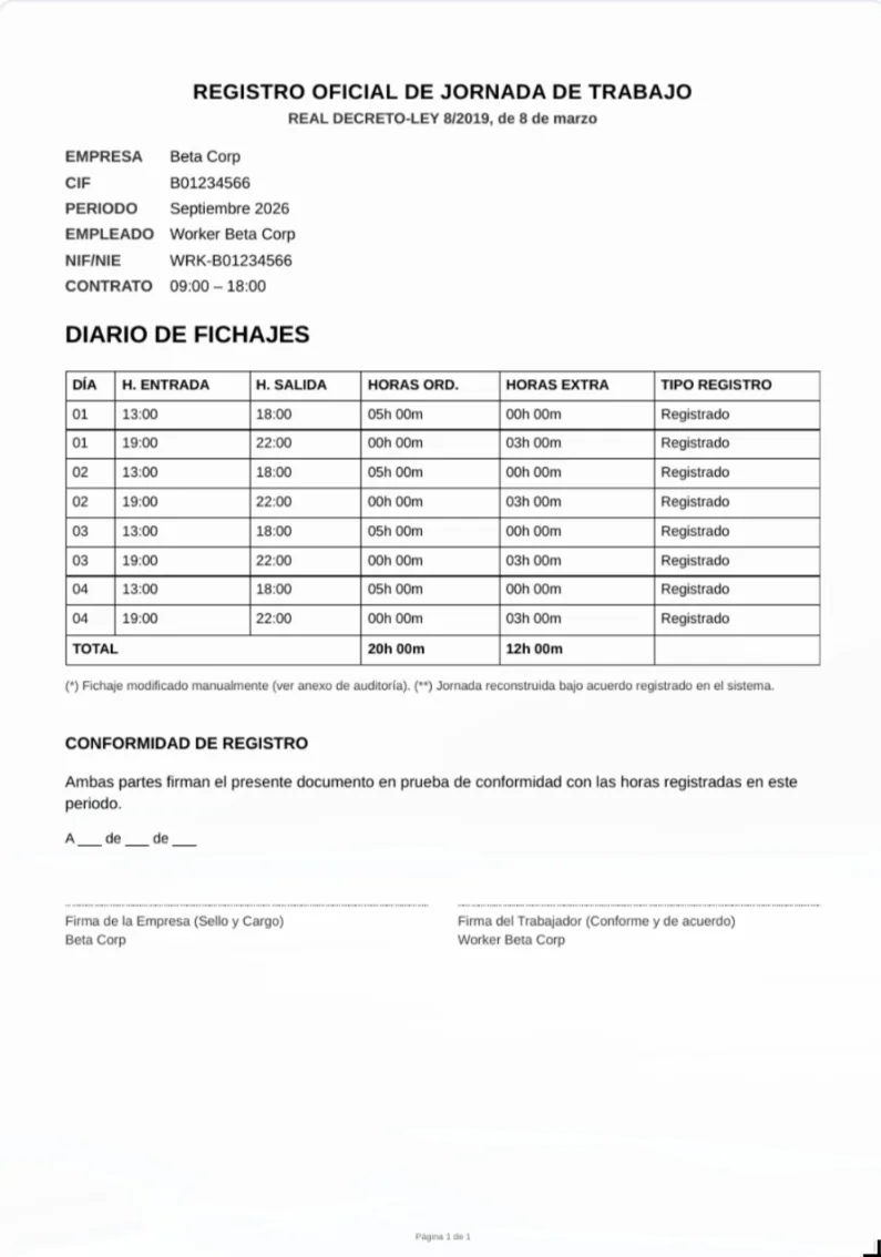 PDF legal del registro de jornada por trabajador para la Inspección