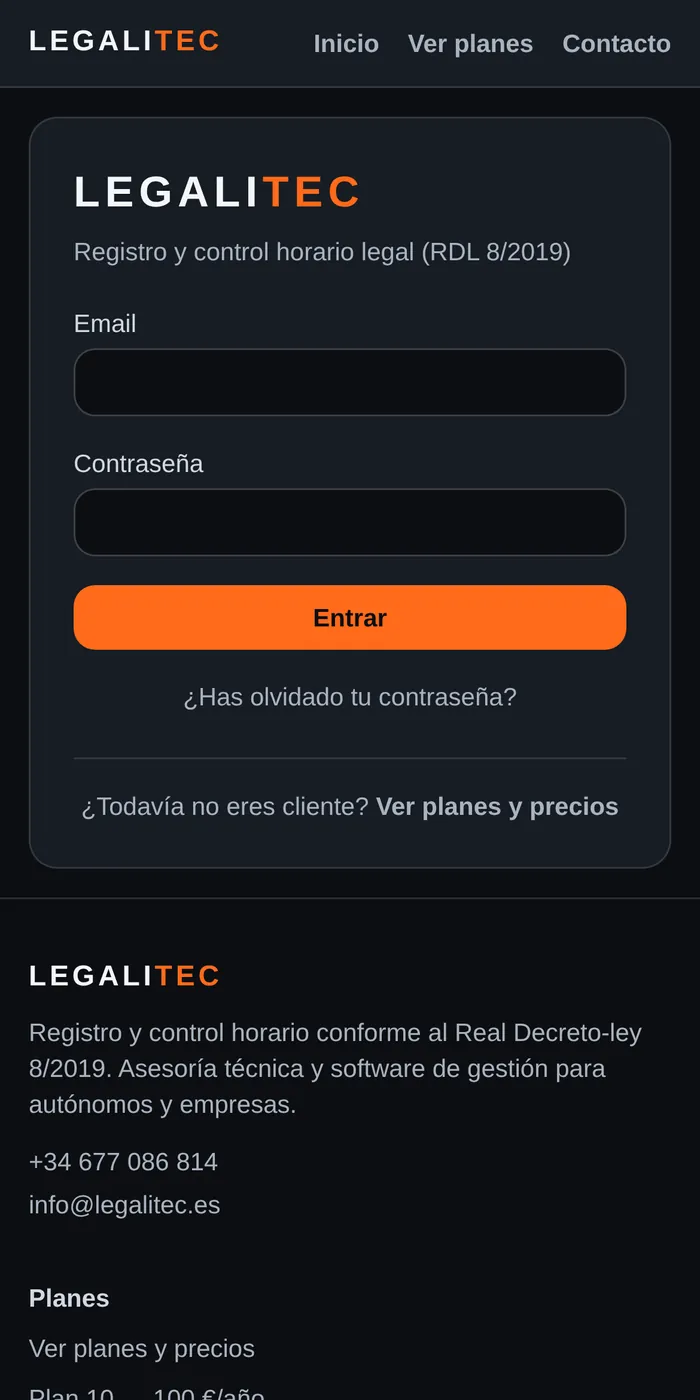 Acceso a la app desde el móvil.