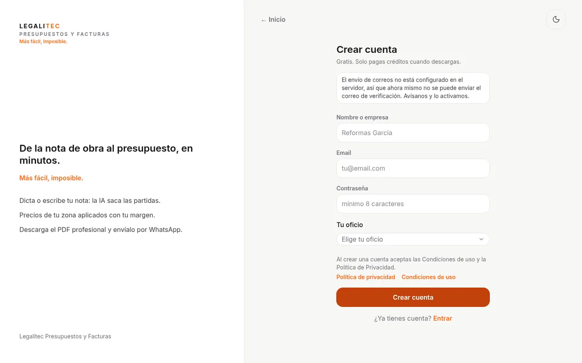 Registro: el oficio marca el vocabulario y el tarifario.