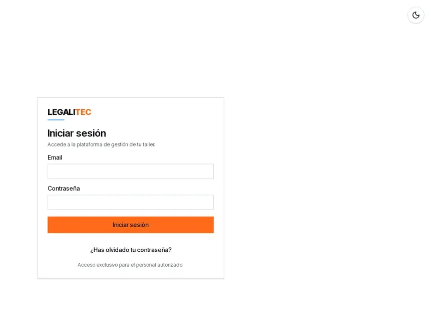 Inicio de sesión: email y contraseña, con recuperación si la olvidas.